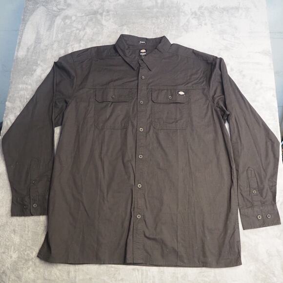 NWT Dickies Flex Ripstop Work Shirt Men's Sz 2XL Relaxed Fit Black Button Down - Picture 1 of 11